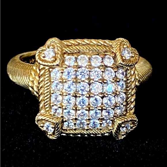 Judith Ripka Jewelry - Judith Ripka Gold Clad Sterling Pave Diamonique Olivia Ring Heart 8.75